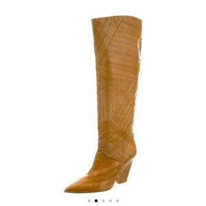 Tory Burch Brown/Tan Lila Eel Patchwork Knee High Boots